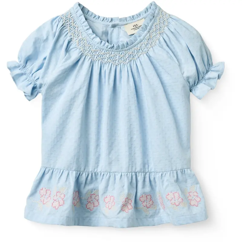 Copenhagen Colors Lt. Blue Comb. Blouse W. Smock W. Emb. 1