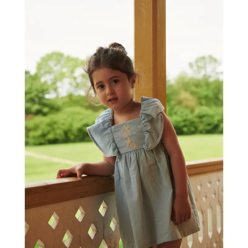 Copenhagen Colors Lt. Blue Comb. Dress W. Frill & Emb. 2