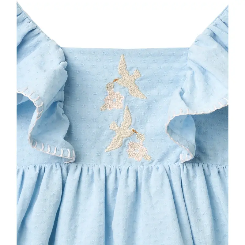 Copenhagen Colors Lt. Blue Comb. Dress W. Frill & Emb. 5
