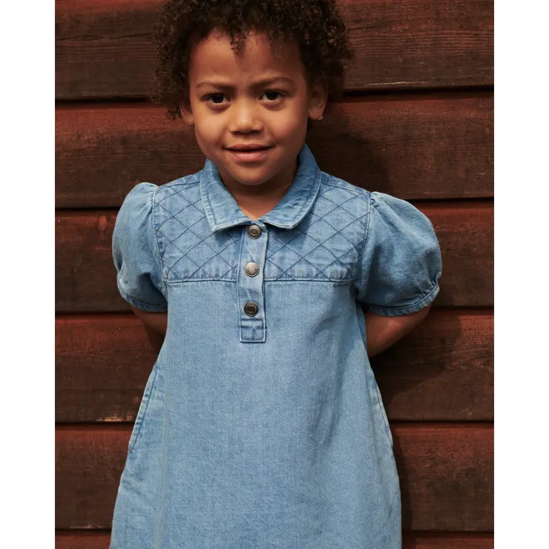 Copenhagen Colors Lt. Washed Blue Quilt Organic Quilted Denim Dress 2