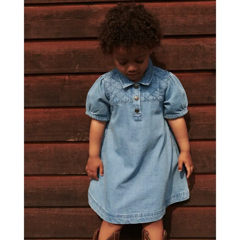 Copenhagen Colors Lt. Washed Blue Quilt Organic Quilted Denim Dress 3