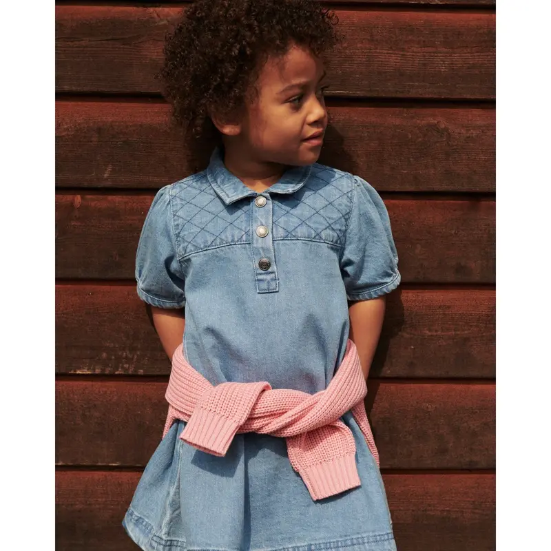 Copenhagen Colors Lt. Washed Blue Quilt Organic Quilted Denim Dress 5