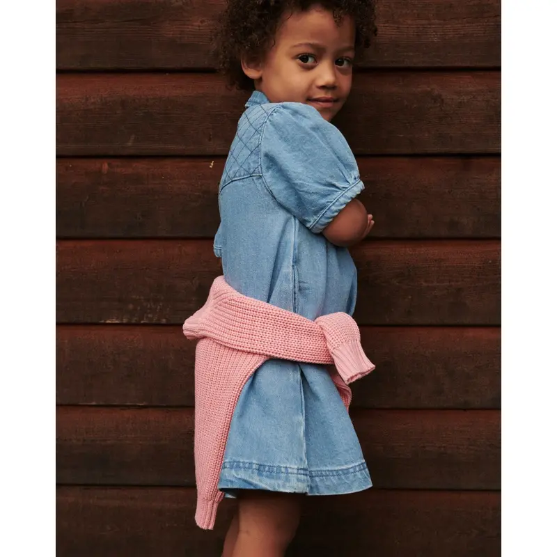Copenhagen Colors Lt. Washed Blue Quilt Organic Quilted Denim Dress 6