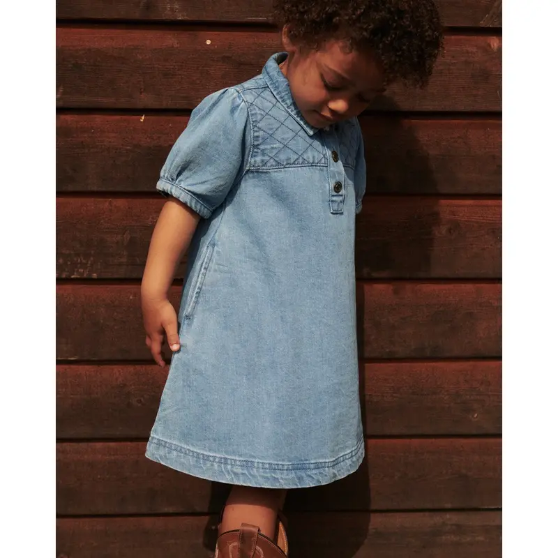 Copenhagen Colors Lt. Washed Blue Quilt Organic Quilted Denim Dress 7