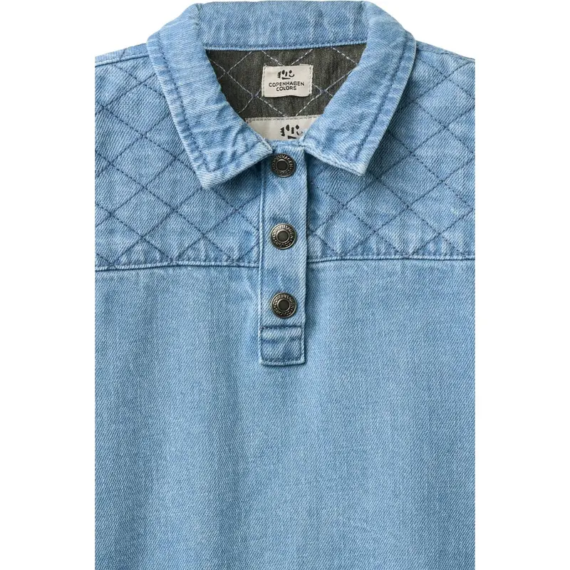Copenhagen Colors Lt. Washed Blue Quilt Organic Quilted Denim Dress 8