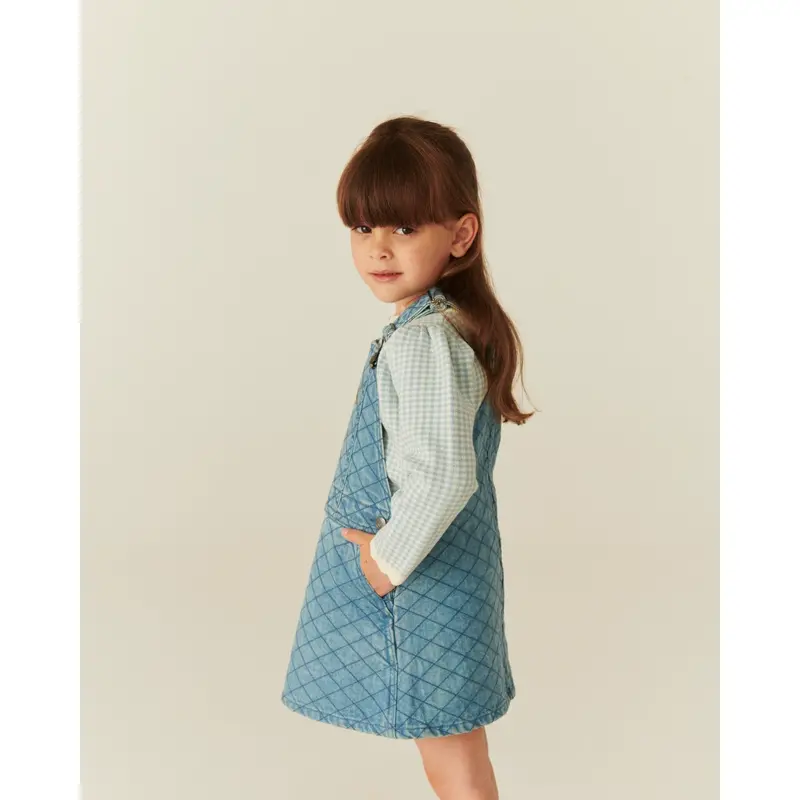 Copenhagen Colors Lt. Washed Blue Quilt Organic Quilted Denim Spencer Dress 6
