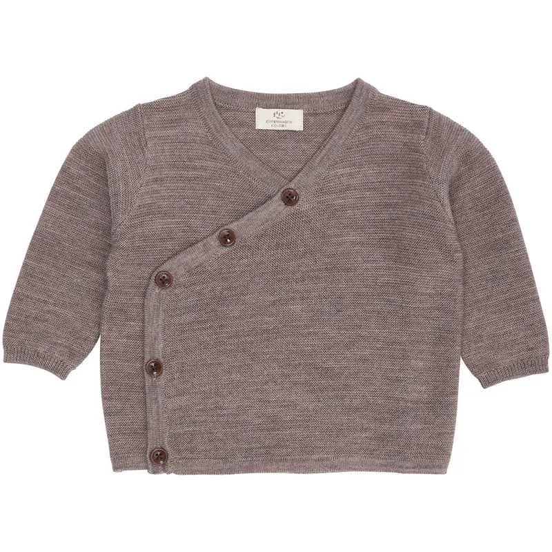 Copenhagen Colors Natural Mel Merino Baby Cross-Over Cardigan In Garter Stitch 1