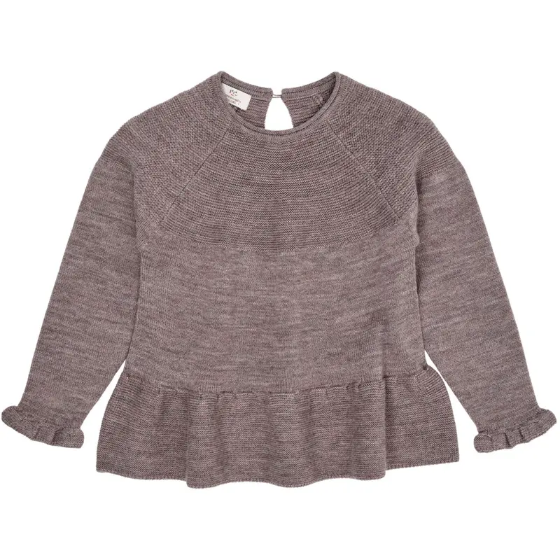 Copenhagen Colors Natural Melange Merino Knit Blouse With Frill 1