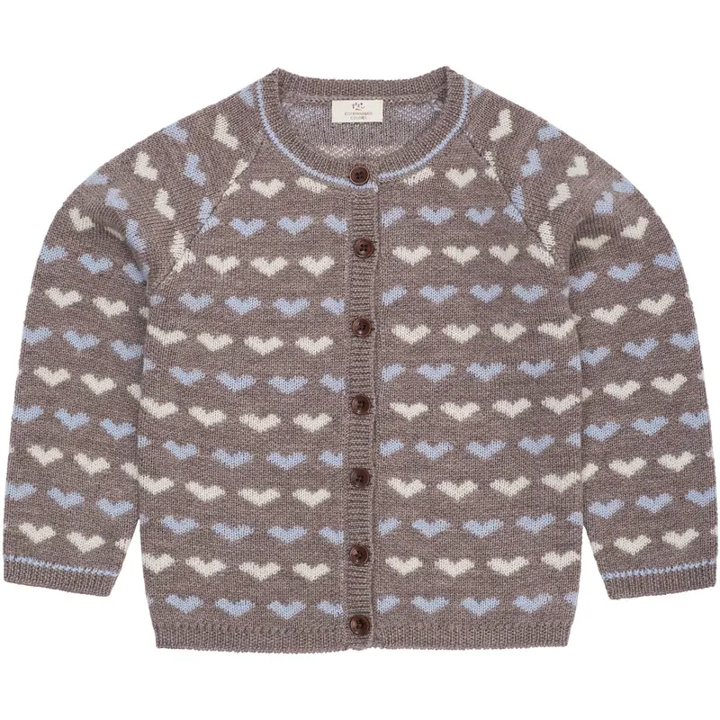 Copenhagen Colors Naturalmel./Dusty Blue Comb Merino Heart Cardigan 1