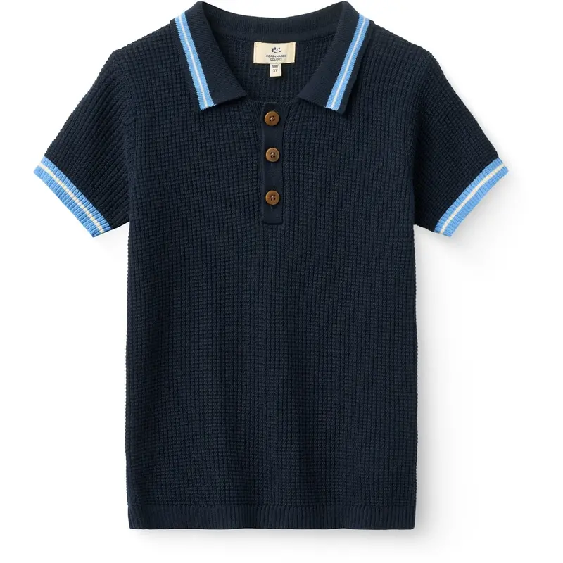 Copenhagen Colors Navy, Blue, Cream Comb. Knitted Pattern Polo 1