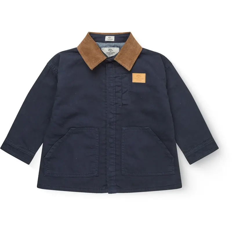 Copenhagen Colors Navy Comb Twill Jacket W. Corduroy Collar 1