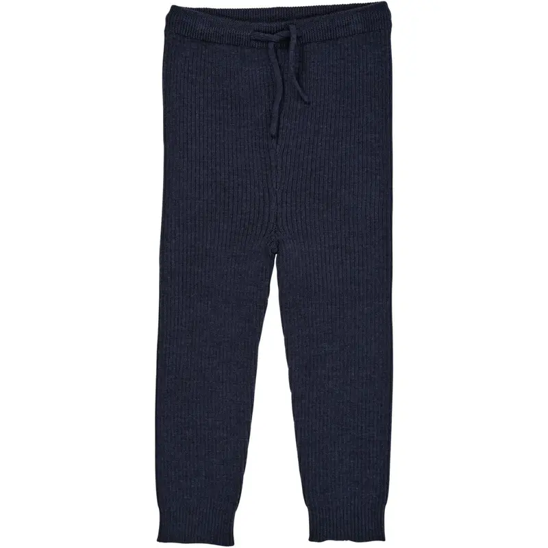 Copenhagen Colors Navy Merino Classic Rib Leggings W. Drawstrings 1