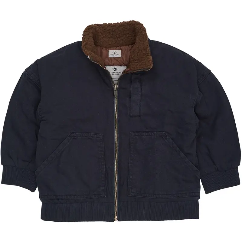 Copenhagen Colors Navy Twill Bumper Jacket W. Sherpa Collar 1