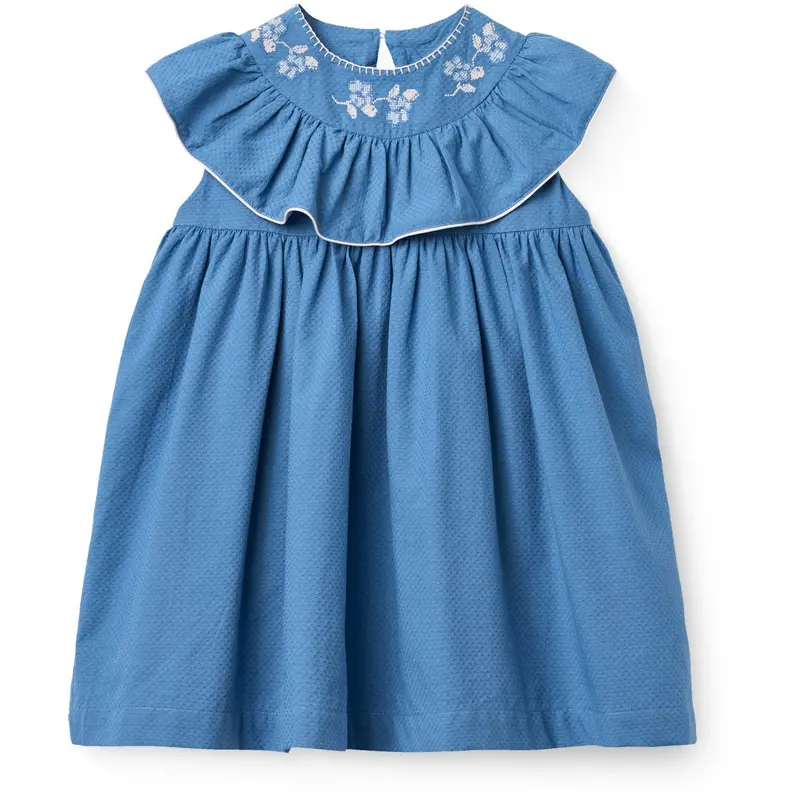 Copenhagen Colors Ocean Blue Comb. Frill Dress W. Deco Edge 1