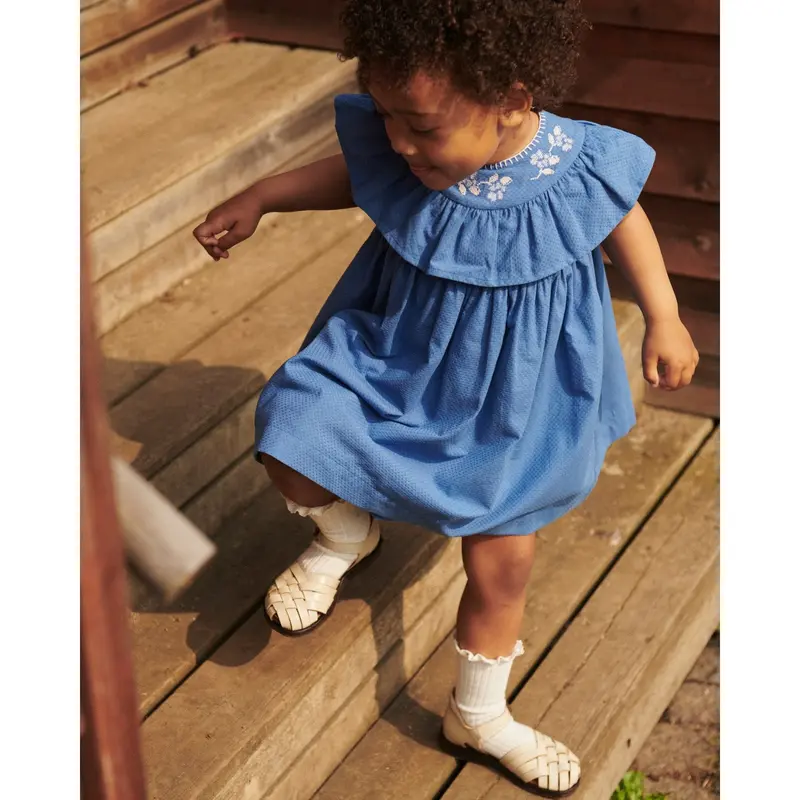 Copenhagen Colors Ocean Blue Comb. Frill Dress W. Deco Edge 2
