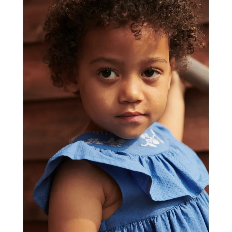 Copenhagen Colors Ocean Blue Comb. Frill Dress W. Deco Edge 5