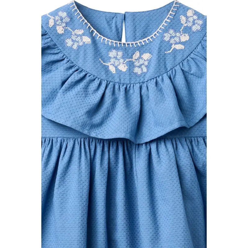 Copenhagen Colors Ocean Blue Comb. Frill Dress W. Deco Edge 6