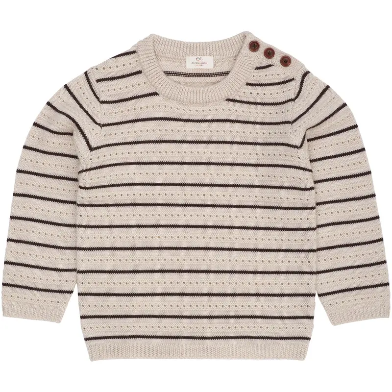Copenhagen Colors Pale Cream Mel./Dk Brown Comb Merino Pattern Sweater 1