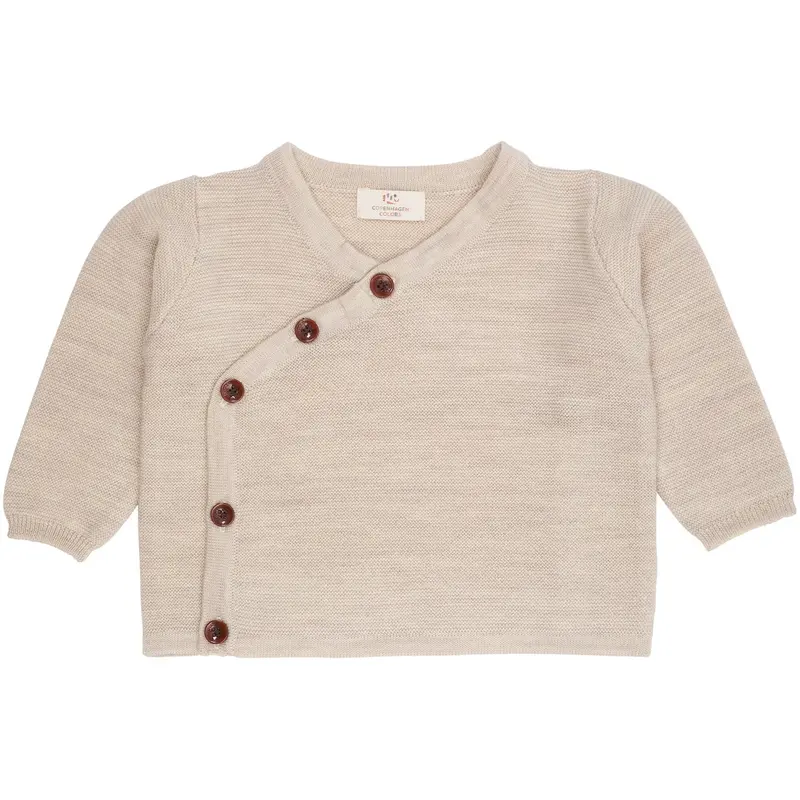 Copenhagen Colors Pale Cream Mel Merino Baby Cross-Over Cardigan In Garter Stitch 1