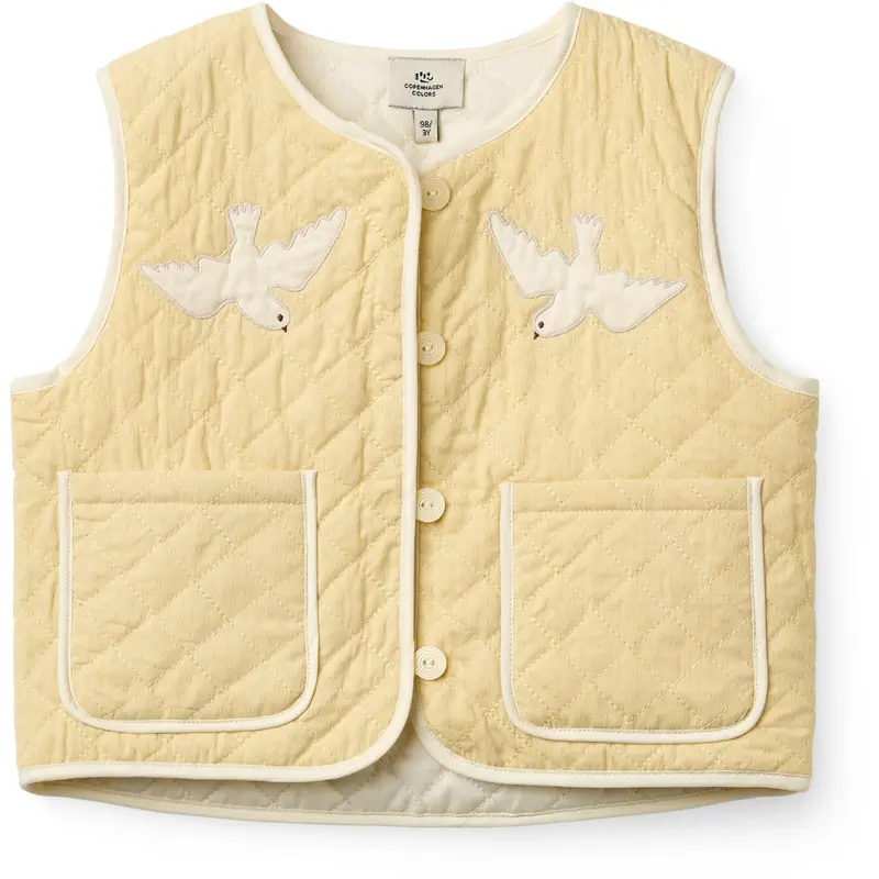 Copenhagen Colors Pale Yellow Comb. Quilted Vest 1