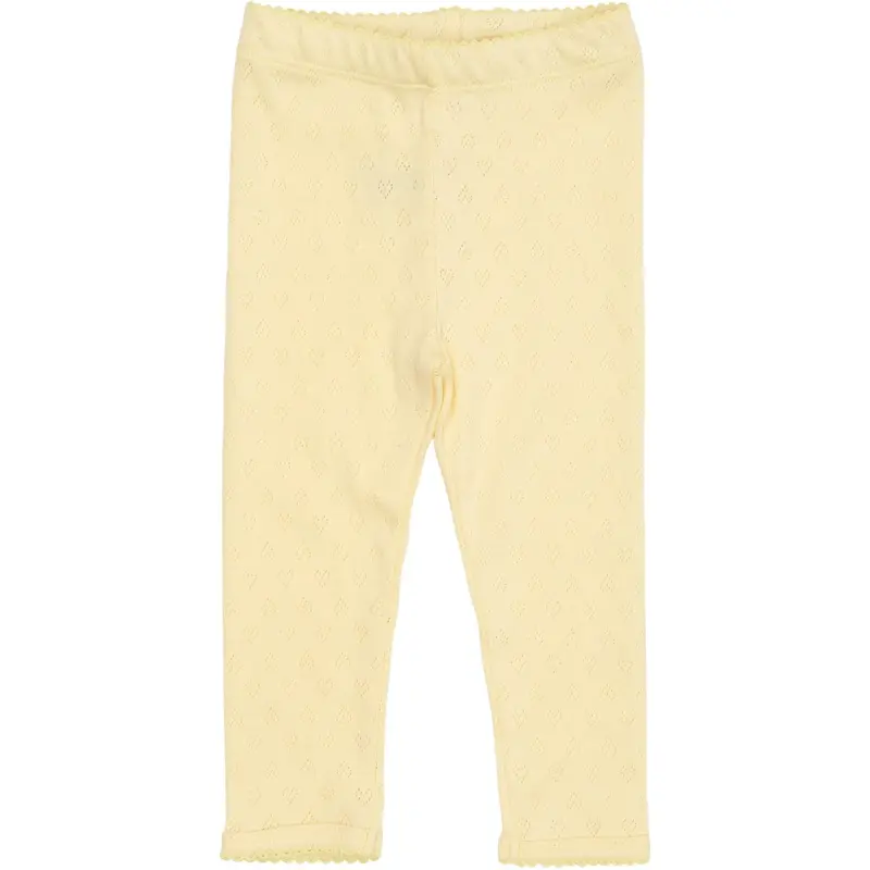 Copenhagen Colors Pale Yellow Pointelle Heart Leggings 1