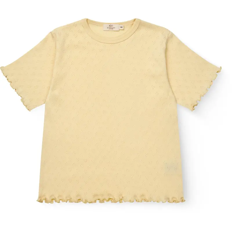 Copenhagen Colors Pale Yellow Pointelle Heart T-Shirt 1