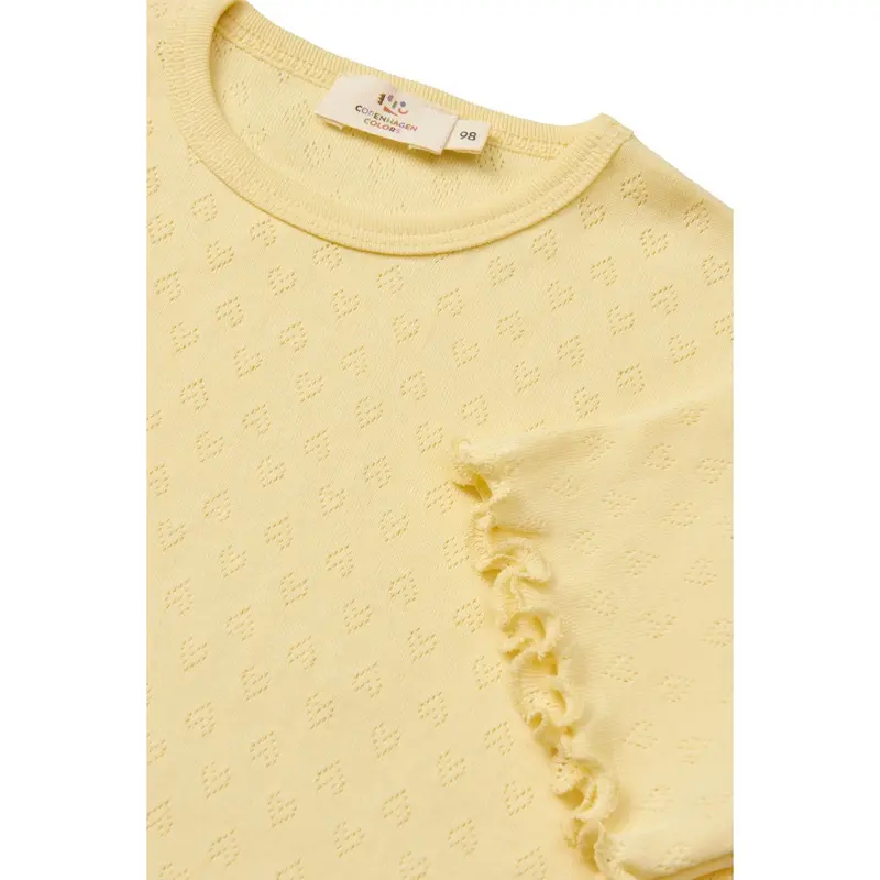 Copenhagen Colors Pale Yellow Pointelle Heart T-Shirt 2