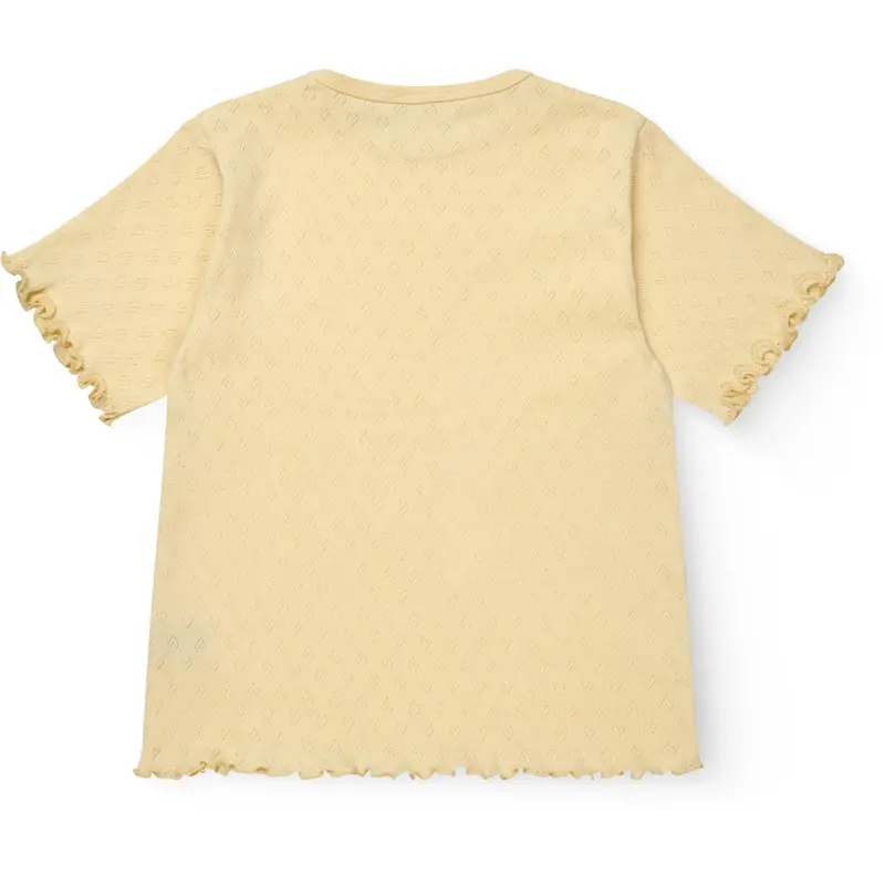 Copenhagen Colors Pale Yellow Pointelle Heart T-Shirt 3