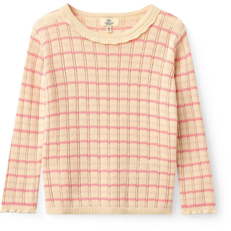 Copenhagen Colors Pink Comb. Knitted Stripe Pointelle Ls Blouse 1