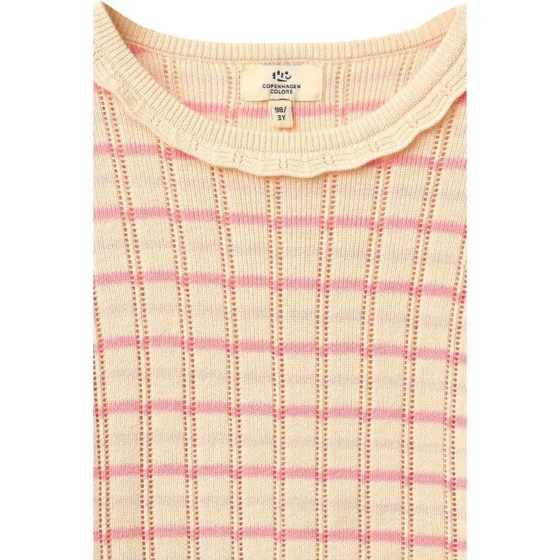Copenhagen Colors Pink Comb. Knitted Stripe Pointelle Ls Blouse 2