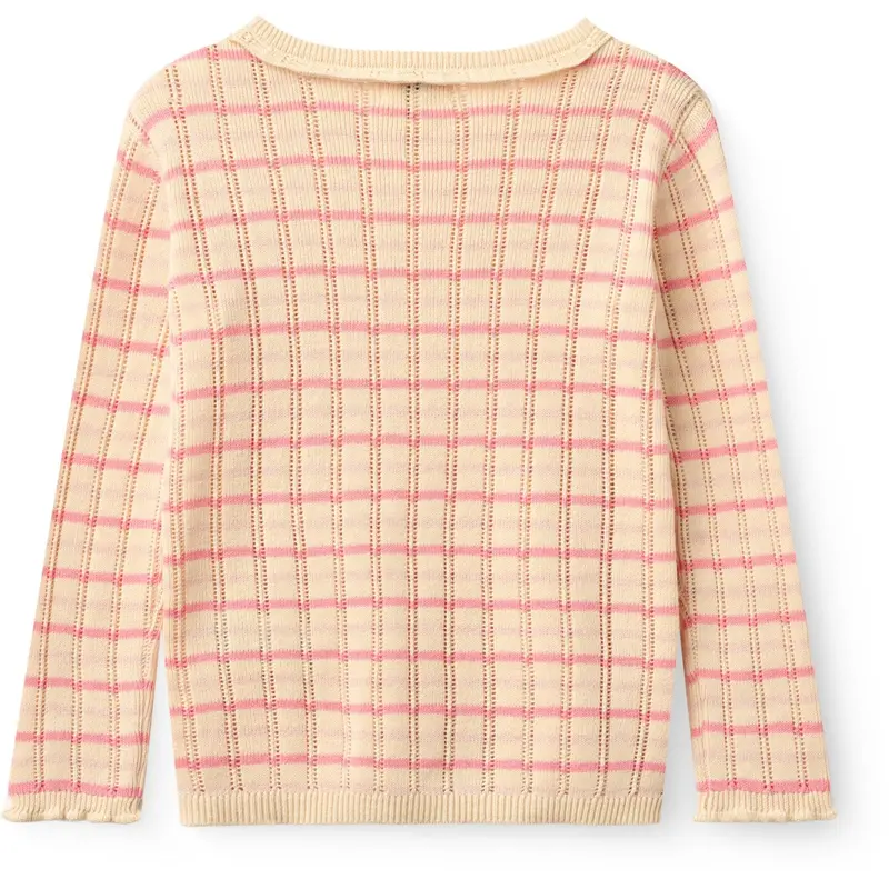 Copenhagen Colors Pink Comb. Knitted Stripe Pointelle Ls Blouse 3