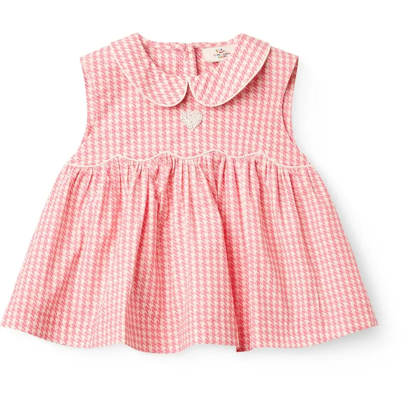 Copenhagen Colors Pink Houndstooth Mini Houndstooth Ss Blouse W. Collar 1