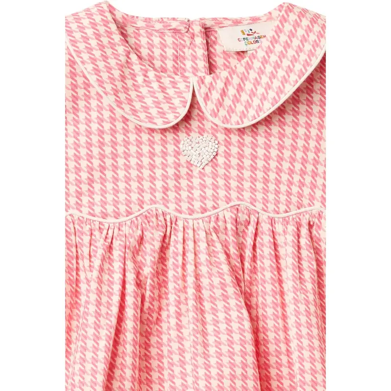 Copenhagen Colors Pink Houndstooth Mini Houndstooth Ss Blouse W. Collar 2