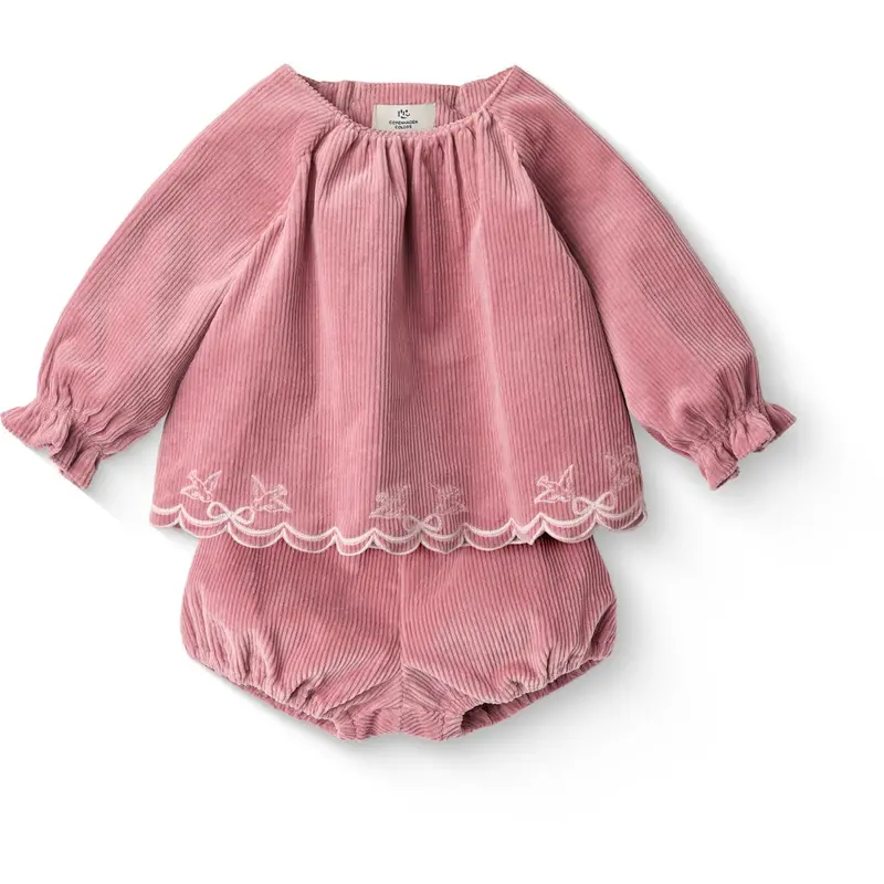 Copenhagen Colors Rose Comb Corduroy Baby Set W. Emb. 1