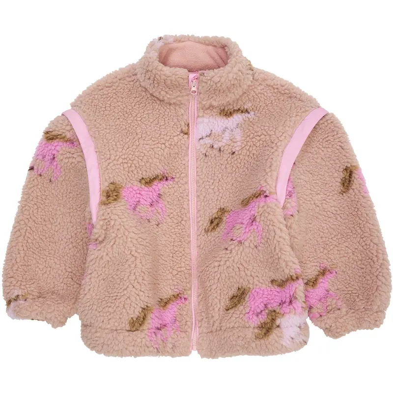 Copenhagen Colors Rose/Unicorn Comb. Printed Teddy Jacket W. Removable Sleeves 1