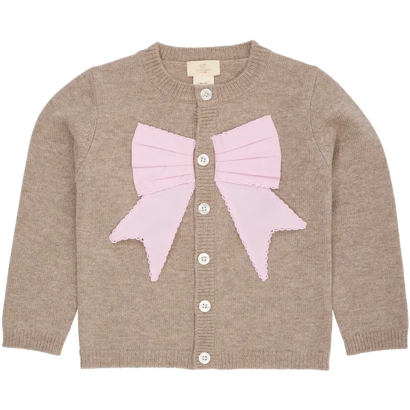 Copenhagen Colors Sand/Lavender Comb. Cashmere Cardigan W. Poplin Bow 1