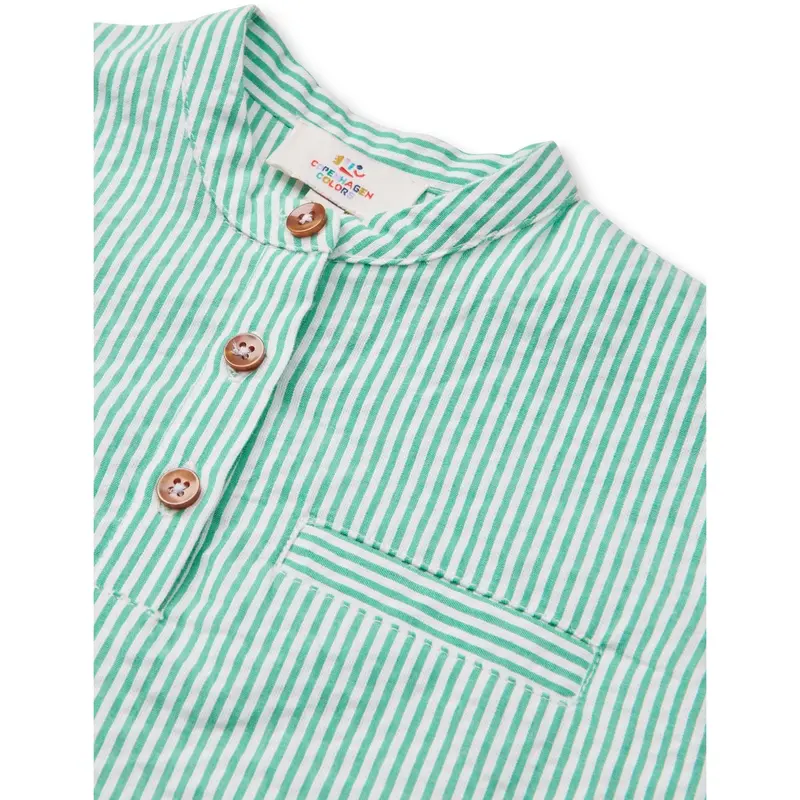 Copenhagen Colors Sharp Green W Cream Stripe Seersucker Baby Set 4