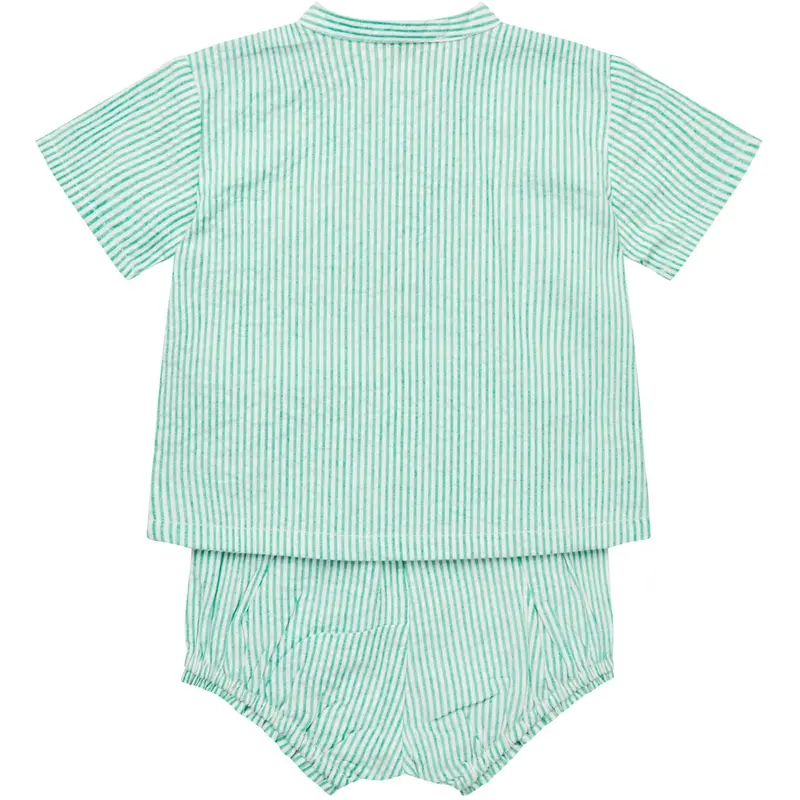 Copenhagen Colors Sharp Green W Cream Stripe Seersucker Baby Set 6