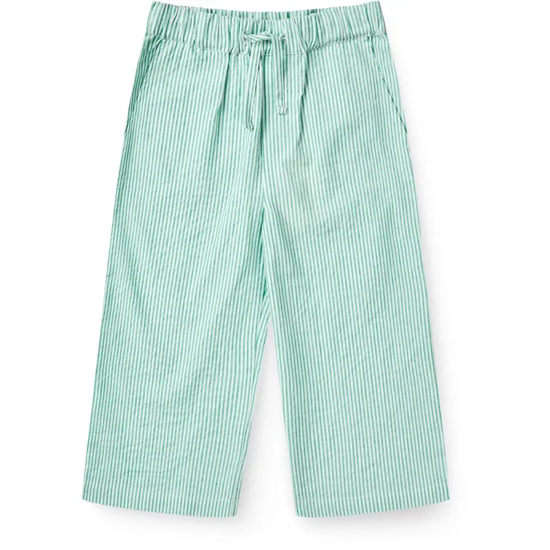 Copenhagen Colors Sharp Green W Cream Stripe Seersucker Pajama Pants 1