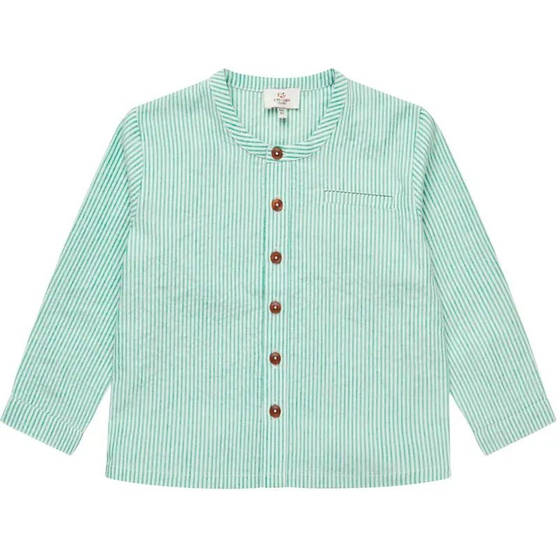Copenhagen Colors Sharp Green W Cream Stripe Seersucker Shirt W. Placket 1