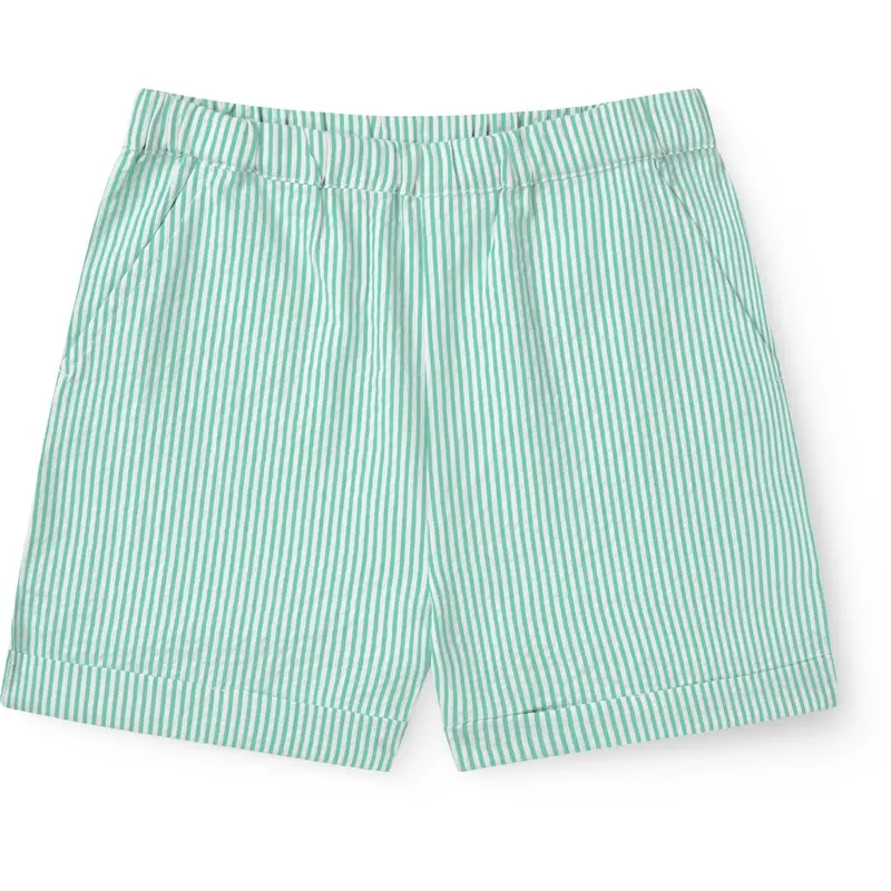 Copenhagen Colors Sharp Green W Cream Stripe Seersucker Shorts Sporty 1
