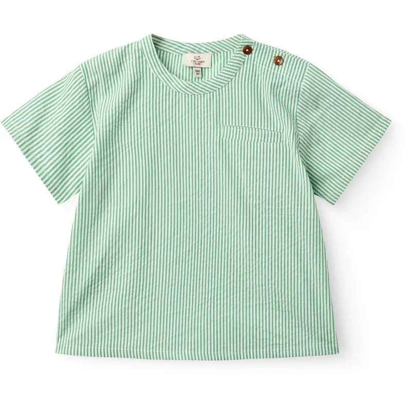 Copenhagen Colors Sharp Green W Cream Stripe Seersucker Ss Blouse 1