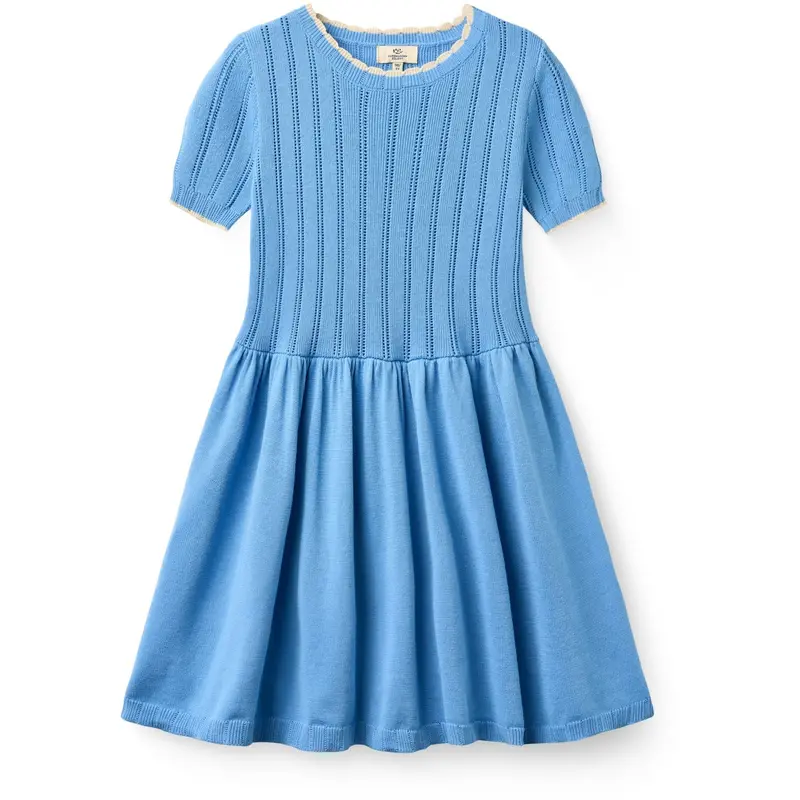 Copenhagen Colors Sky Blue Comb Knitted Pointelle Dress 1