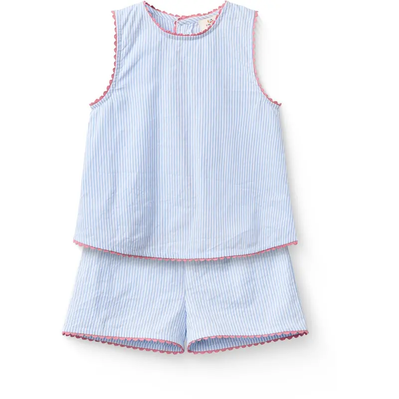 Copenhagen Colors Sky Blue W Cream Stripe Seersucker Deco Set 1