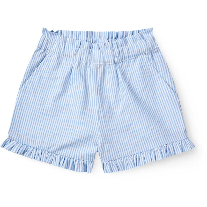 Copenhagen Colors Sky Blue W Cream Stripe Seersucker Girly Shorts 1