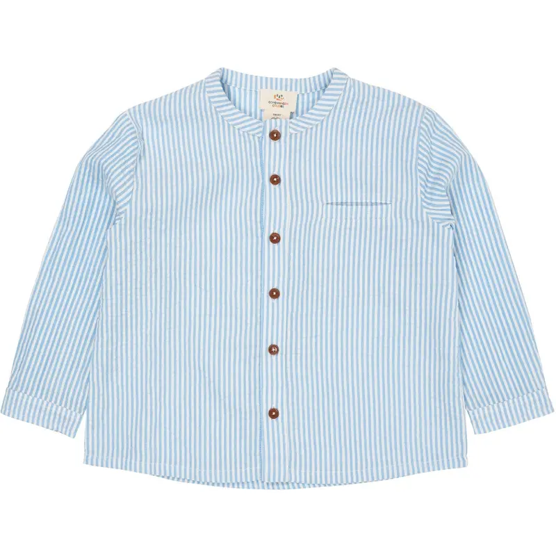Copenhagen Colors Sky Blue W Cream Stripe Seersucker Shirt 1