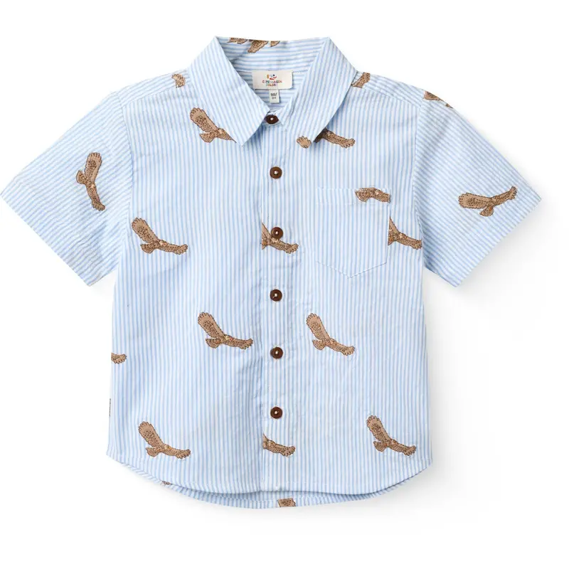 Copenhagen Colors Sky Blue W Cream Stripe Seersucker Shirt W. Emb 1