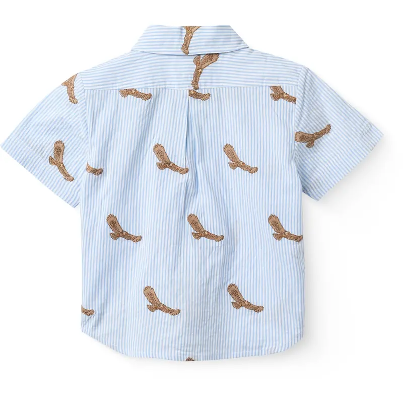 Copenhagen Colors Sky Blue W Cream Stripe Seersucker Shirt W. Emb 2