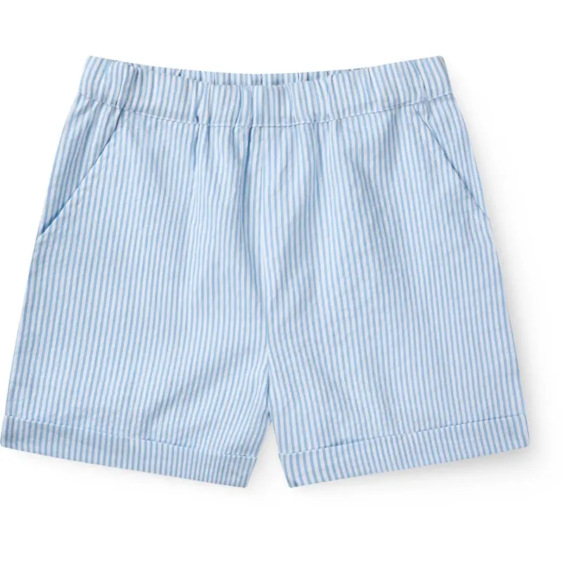 Copenhagen Colors Sky Blue W Cream Stripe Seersucker Shorts Sporty 1