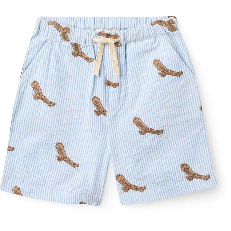 Copenhagen Colors Sky Blue W Cream Stripe Seersucker Shorts W. Emb 1